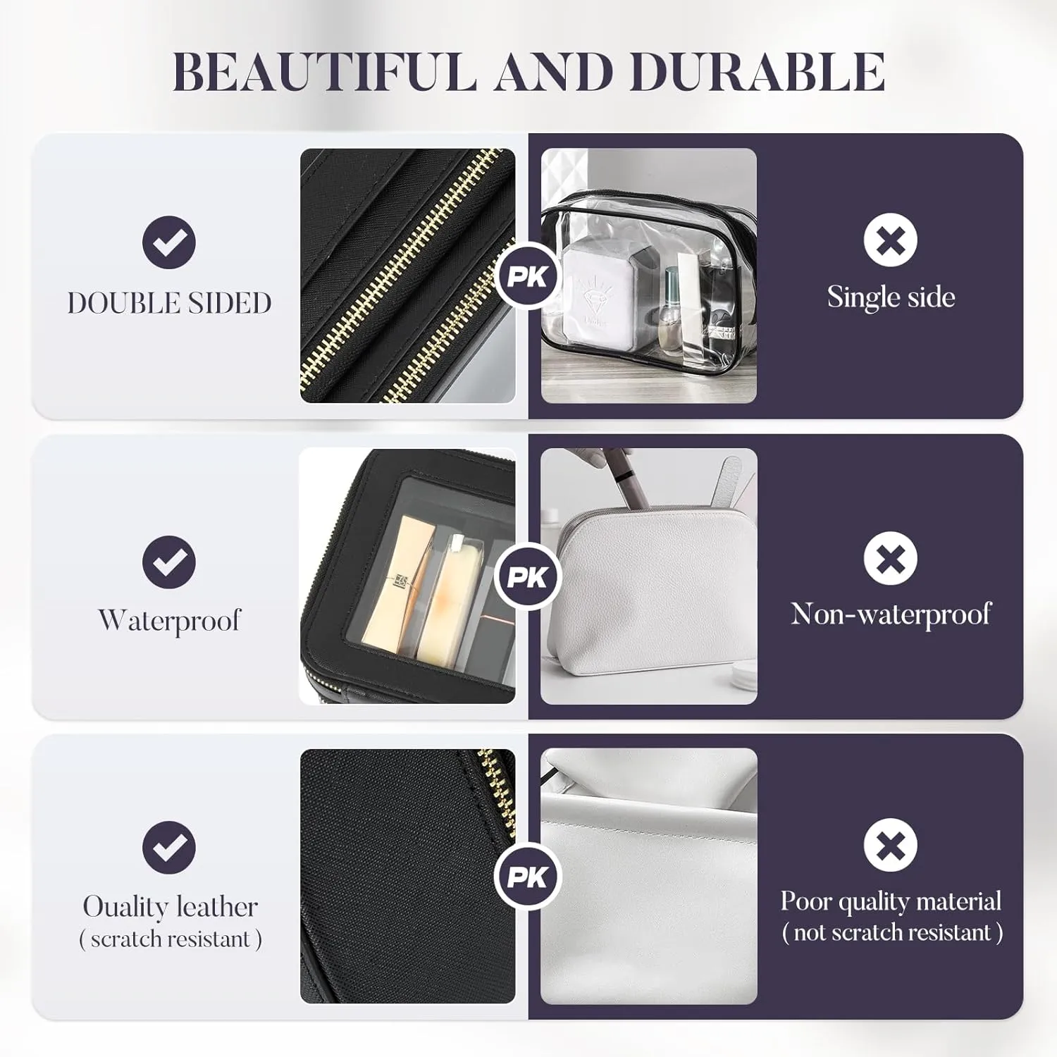 Clear Makeup Bag Cosmetic Travel Bag With Double Sided Zipper Waterproof Toiletry Bag for Women Business or Personal Travel Essentials
