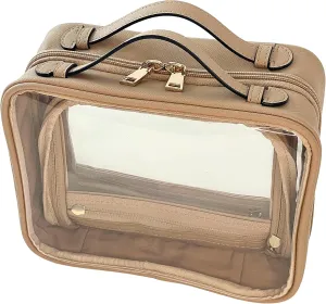 Clear Makeup Bag Toiletry Bag for Women Cosmetic Case Large Capacity Travel Make Up Bag Organizer Transparent Storage Compartment TSA Approved