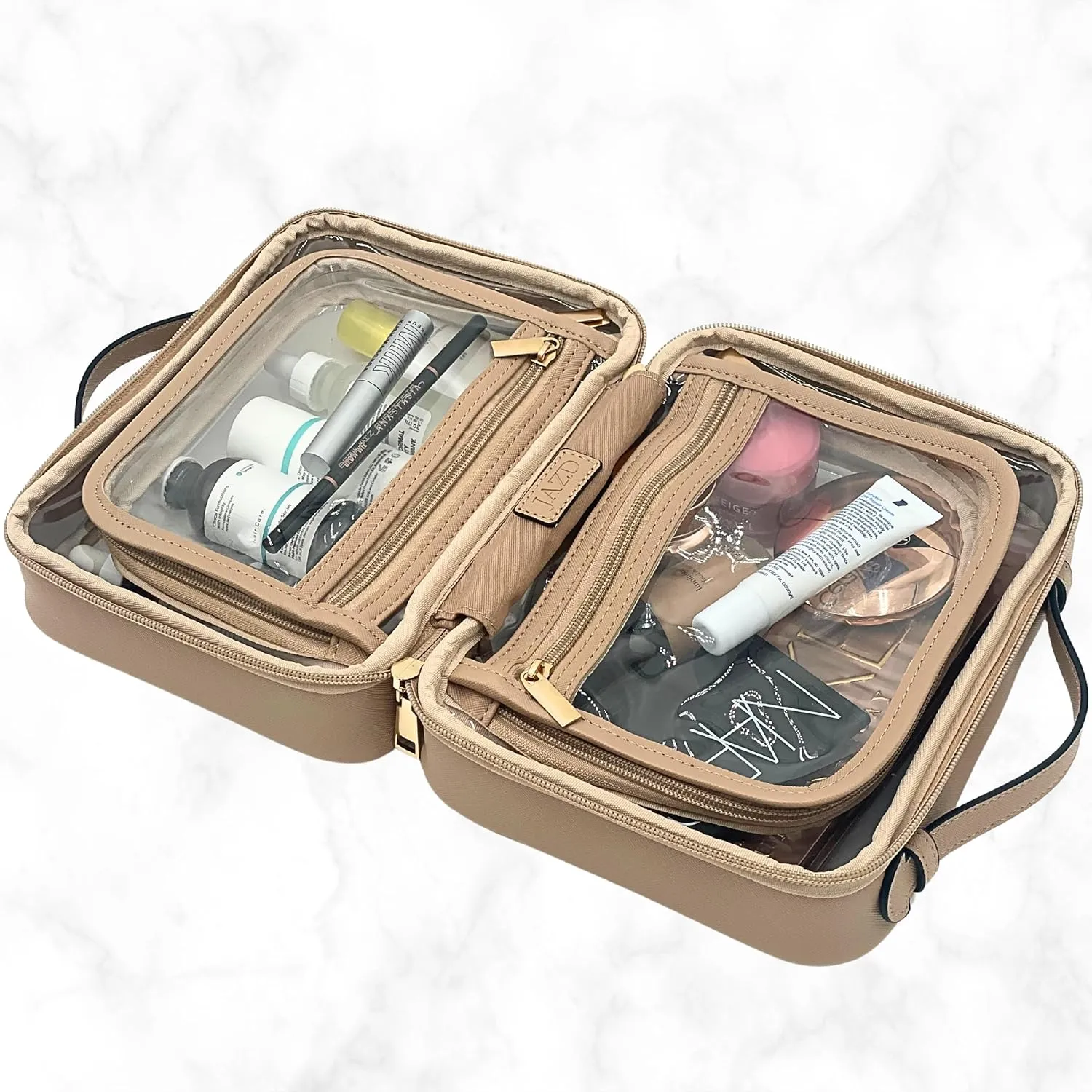 Clear Makeup Bag Toiletry Bag for Women Cosmetic Case Large Capacity Travel Make Up Bag Organizer Transparent Storage Compartment TSA Approved