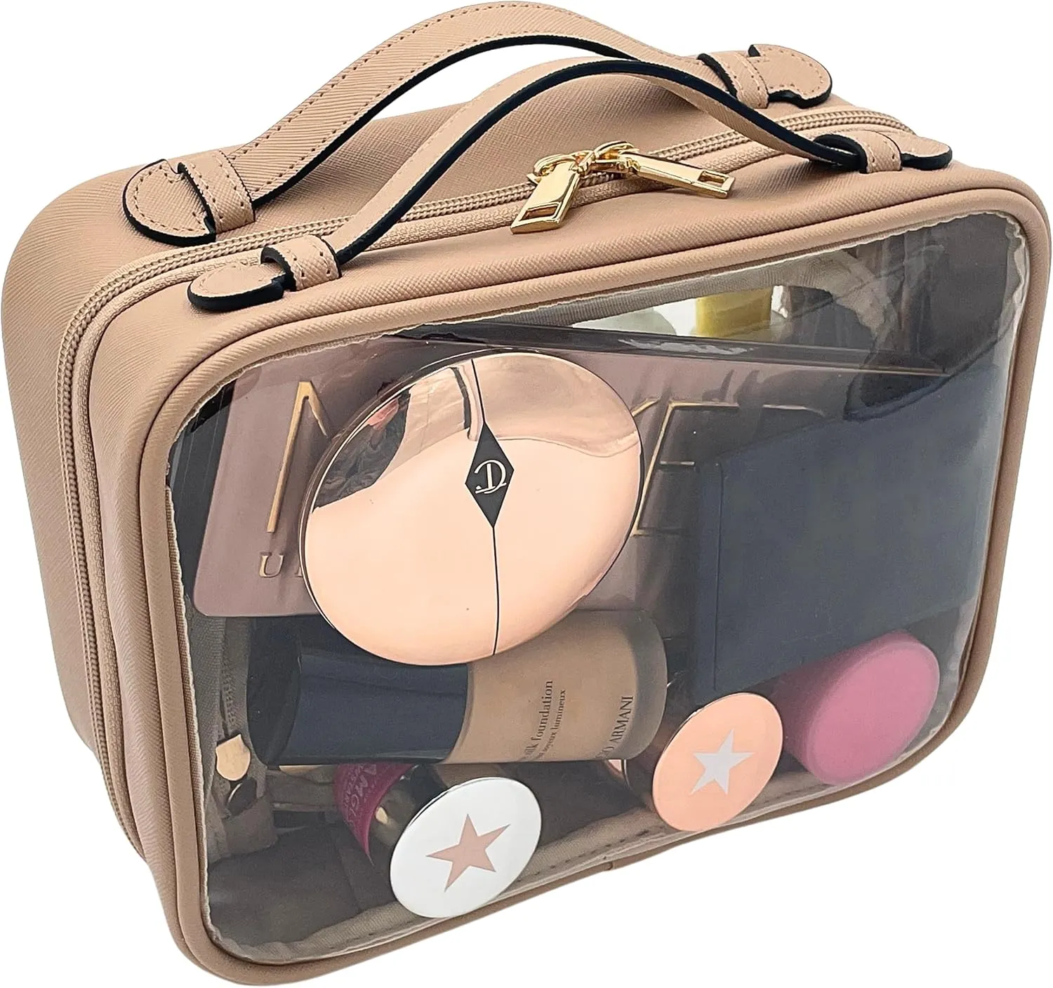 Clear Makeup Bag Toiletry Bag for Women Cosmetic Case Large Capacity Travel Make Up Bag Organizer Transparent Storage Compartment TSA Approved