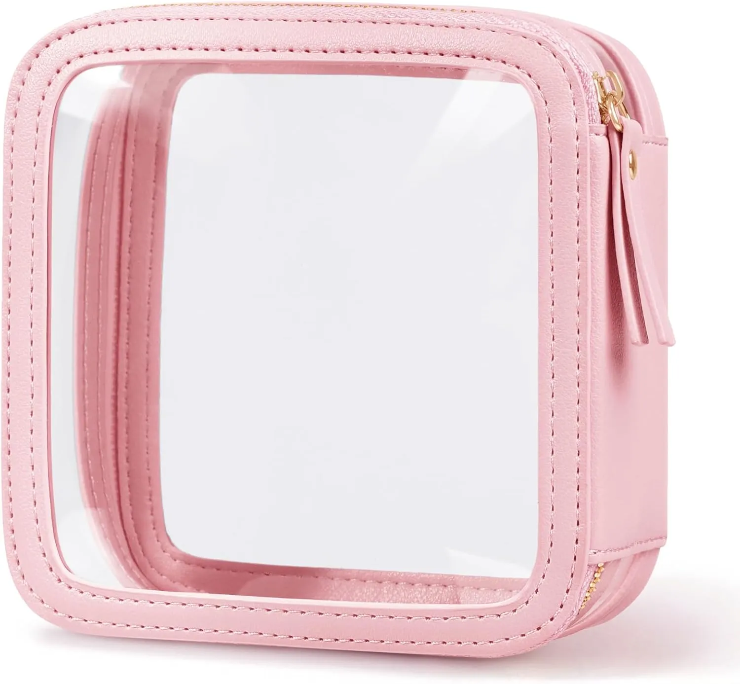 Clear Makeup Bag Travel Size Toiletry Bag Organizer Case Quality PU Leather Transparent Small Cosmetic Bag Car Bag for Essentials with Durable Zipper