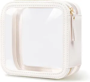 Clear Makeup Bag Travel Size Toiletry Bag Organizer Case Quality PU Leather Transparent Small Cosmetic Bag Car Bag for Essentials with Durable Zipper
