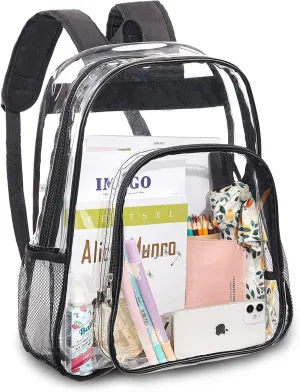 Clearworld Large Clear Backpack,Heavy Duty PVC Transparent Backpack,See Through Bookbag with Reinforced Strap for College Work Travel
