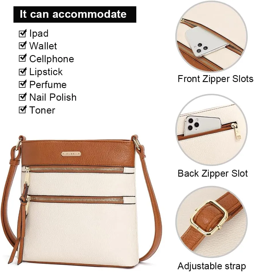 CLUCI Crossbody Purses for Women, Medium Size Zipper Pocket Adjustable Strap, Soft Leather Women's Shoulder Handbags