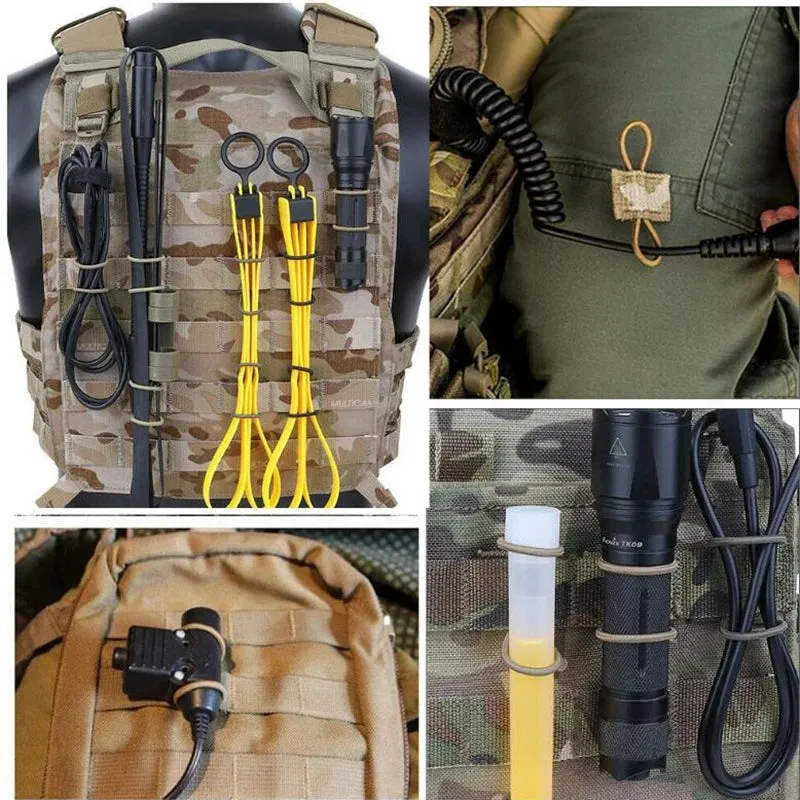 CLUSGO 2pcs Tactical Molle Backpack Buckle PTT Fixed Strap for Hunting and Outdoor Use