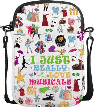 CMNIM Theater Gifts I Just Really Love Musicals Crossbody Bag Musicals Merch Musical Characters Shoulder Messenger Bag