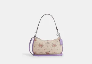 Coach Teri Shoulder Bag In Signature Canvas With Floral Print Signature Canvas-Silver-Sand Multi