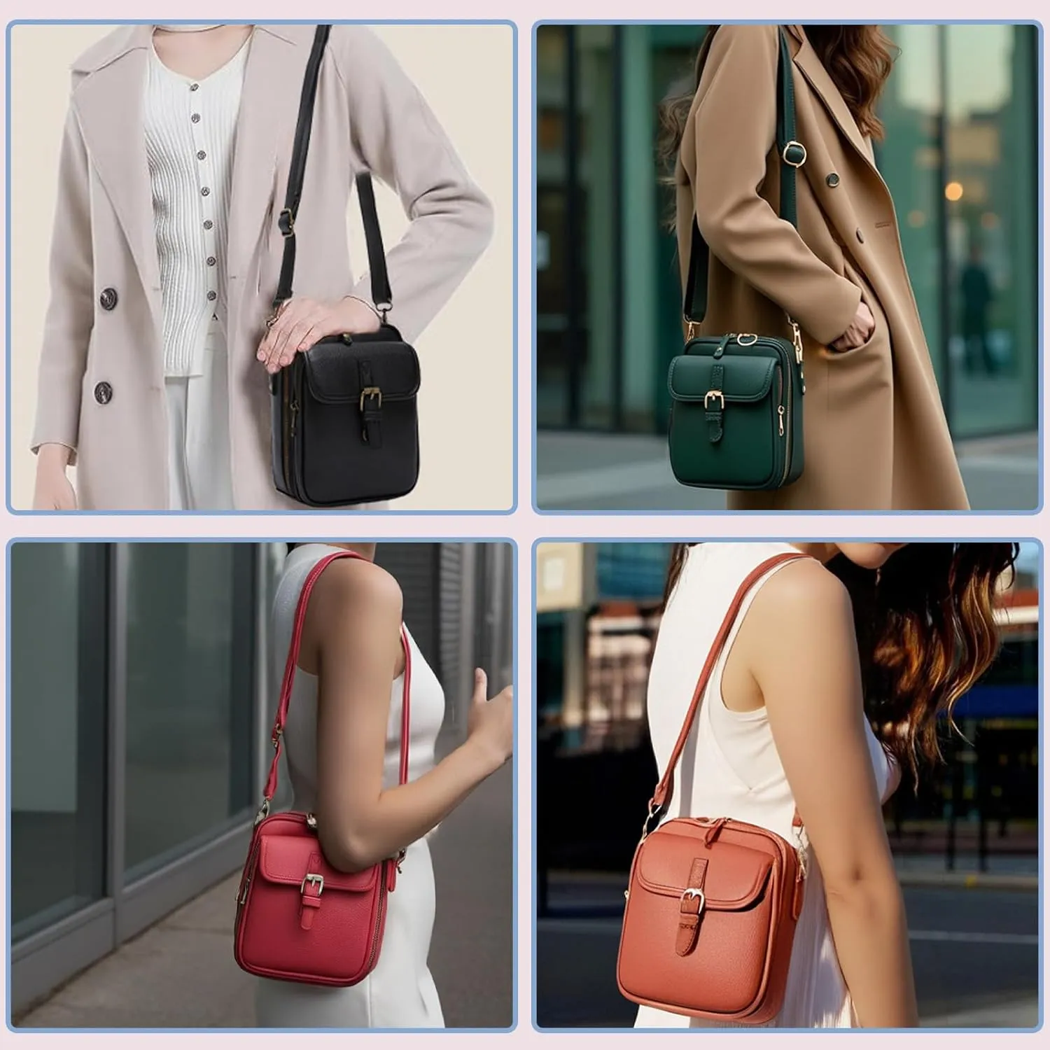 Collaboraten1 Crossbody Leather Bag,Tojoyride Anti Theft Shoulder Bags, Large Capacity Vintage Messenger Bag with Card Slots