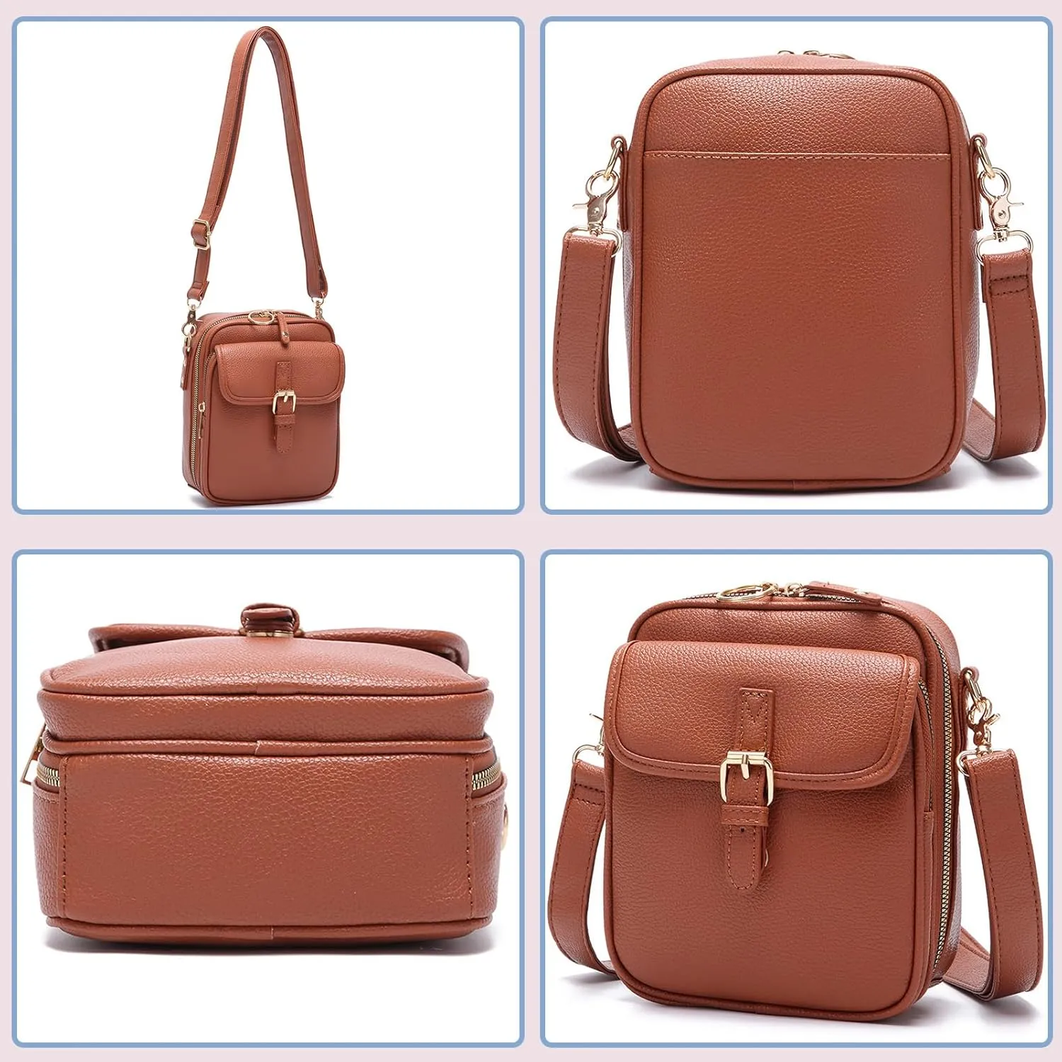 Collaboraten1 Crossbody Leather Bag,Tojoyride Anti Theft Shoulder Bags, Large Capacity Vintage Messenger Bag with Card Slots