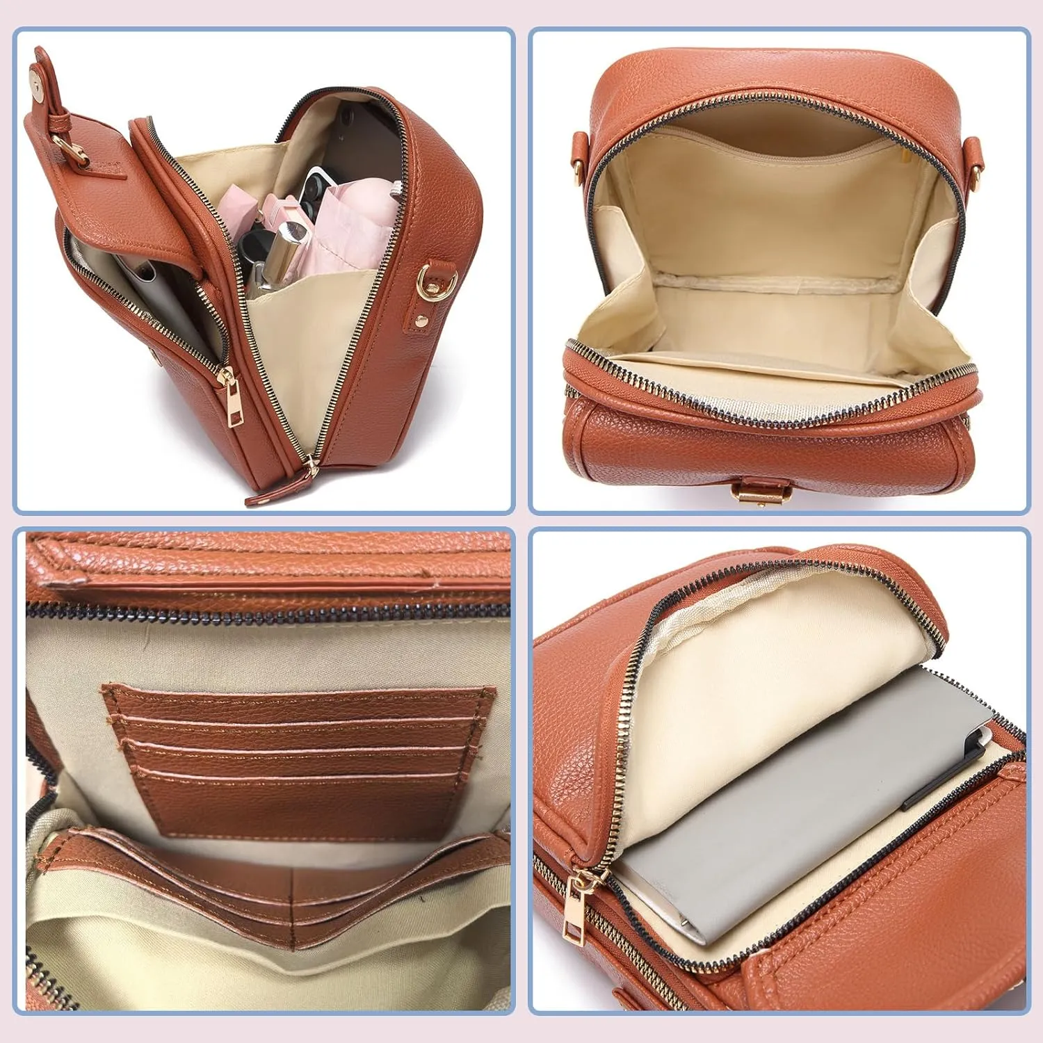 Collaboraten1 Crossbody Leather Bag,Tojoyride Anti Theft Shoulder Bags, Large Capacity Vintage Messenger Bag with Card Slots