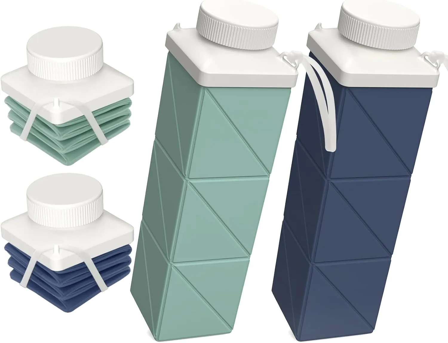 Collapsible Water Bottles 24.3oz, Foldable Portable Travel Water Bottle, Lightweight Reusable Leakproof for Traveling Camping Hiking Cycling Yoga Sports Outdoor School Office