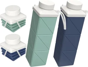 Collapsible Water Bottles 24.3oz, Foldable Portable Travel Water Bottle, Lightweight Reusable Leakproof for Traveling Camping Hiking Cycling Yoga Sports Outdoor School Office