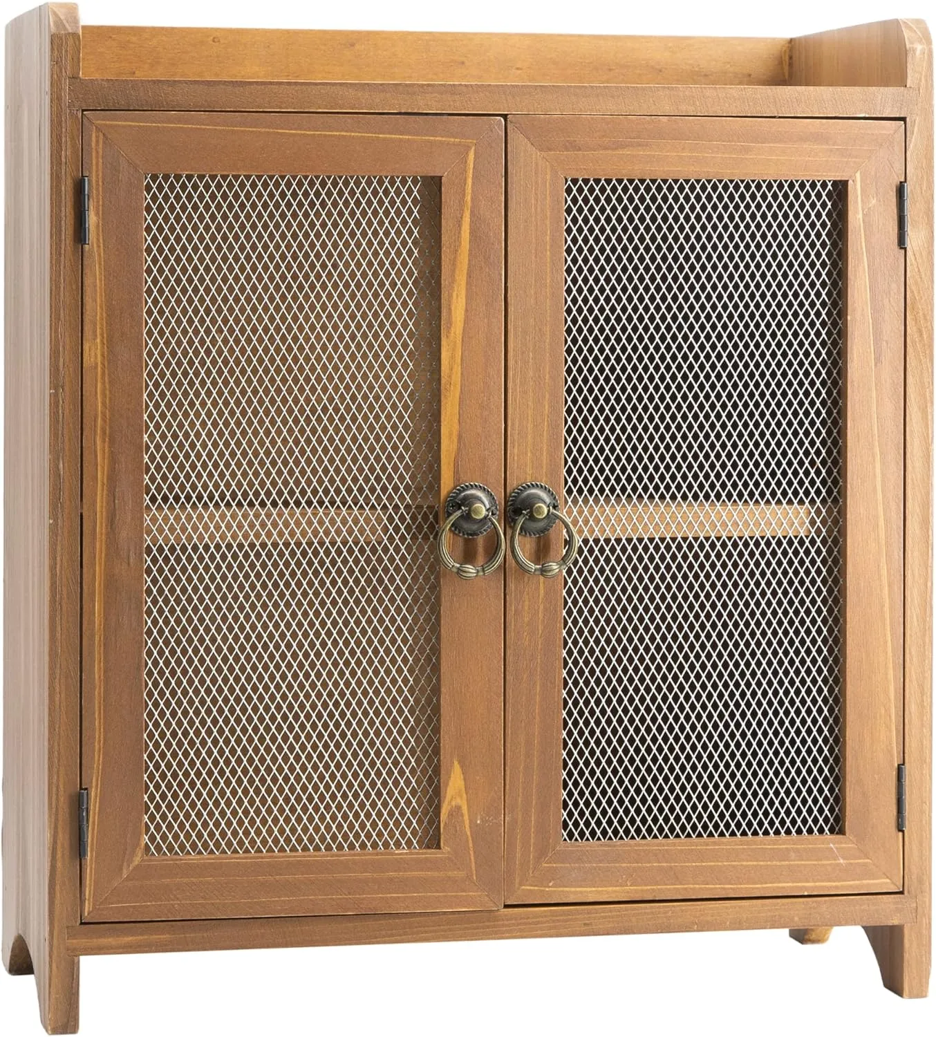 COLLECTIVE HOME - 2 Tiered Storage Cabinet, Countertop Cabinet, Wood Organizer for Kitchen Living Room Bedroom Bathroom Office with Magnetic Door, 15.75 x 14.5 x 6.5, Brown, 01