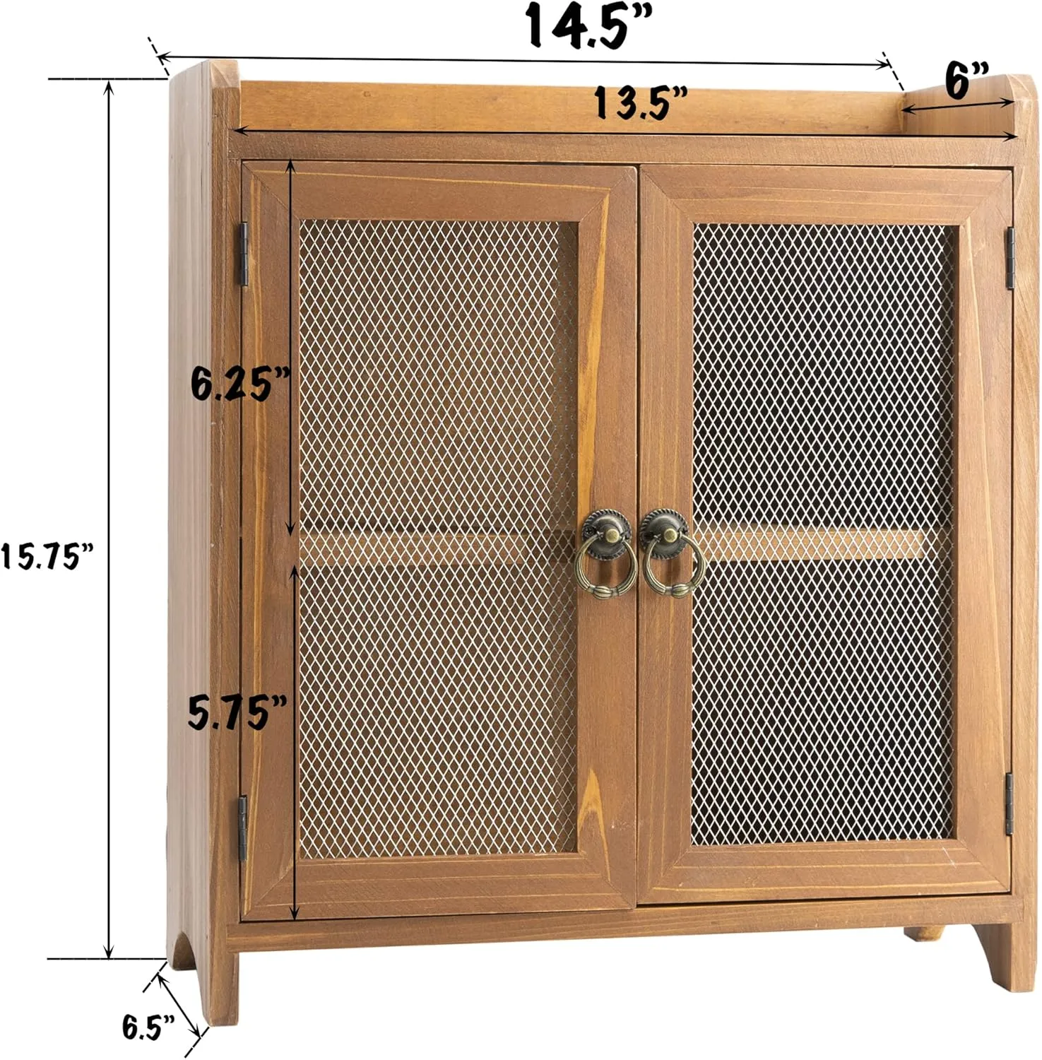 COLLECTIVE HOME - 2 Tiered Storage Cabinet, Countertop Cabinet, Wood Organizer for Kitchen Living Room Bedroom Bathroom Office with Magnetic Door, 15.75 x 14.5 x 6.5, Brown, 01