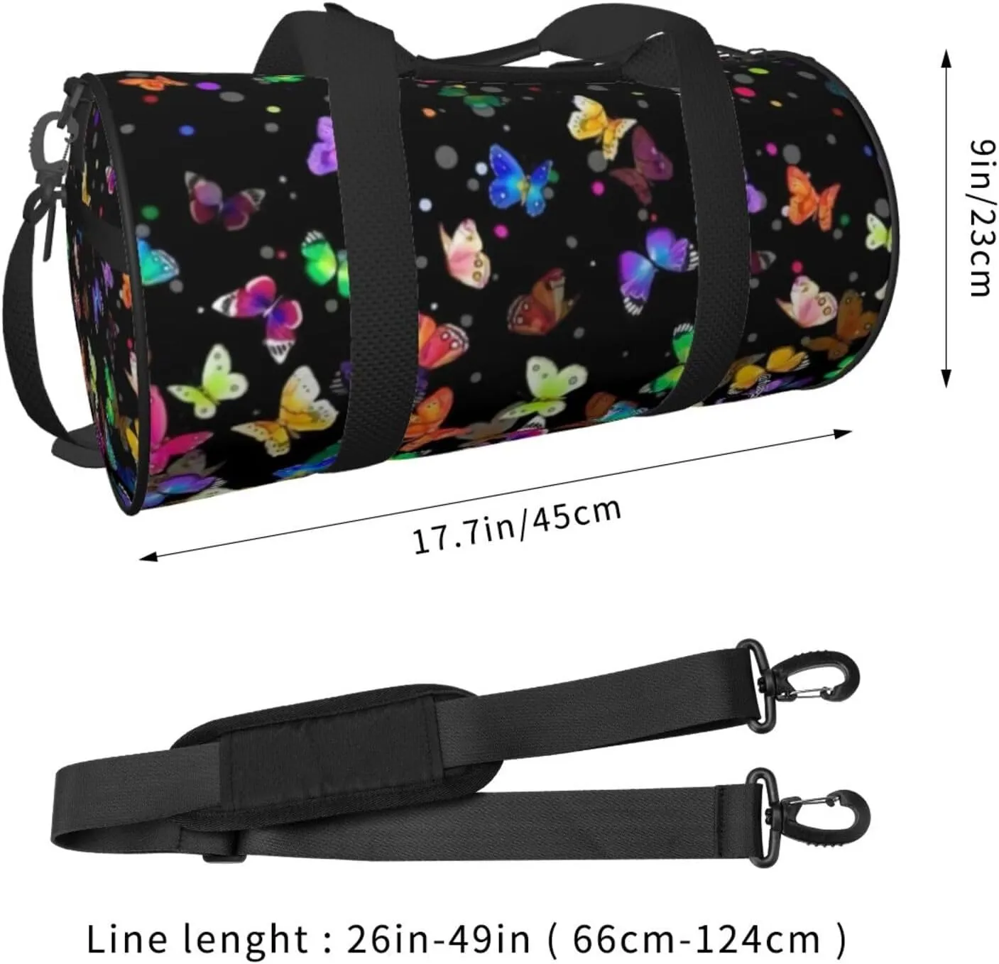 Colorful Butterfly Sports Gym Duffel Bag For Men Women Weekender Travel Workout Training Handbag