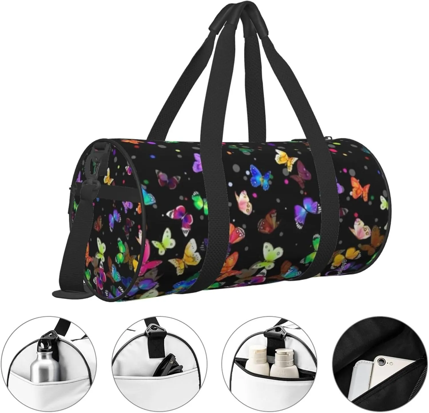 Colorful Butterfly Sports Gym Duffel Bag For Men Women Weekender Travel Workout Training Handbag