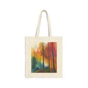 Colorful Forest Canvas Tote Bag - Eco-Friendly Shopping Tote for Nature Lovers