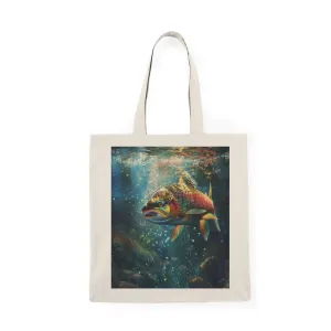 Colorful Trout Natural Tote Bag - Eco-Friendly Fish Design for Outdoor Enthusiasts