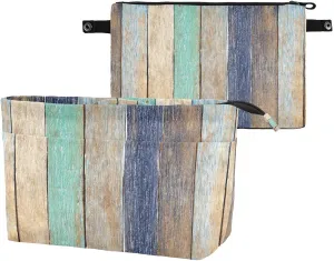 Colorful Wooden Plank Vintage Hardwood Concept Women's Portable Makeup Bag with Handle, Cosmetic Bag, Adjustable Travel Cosmetic Bag, Toiletry Storage Organizer for women S