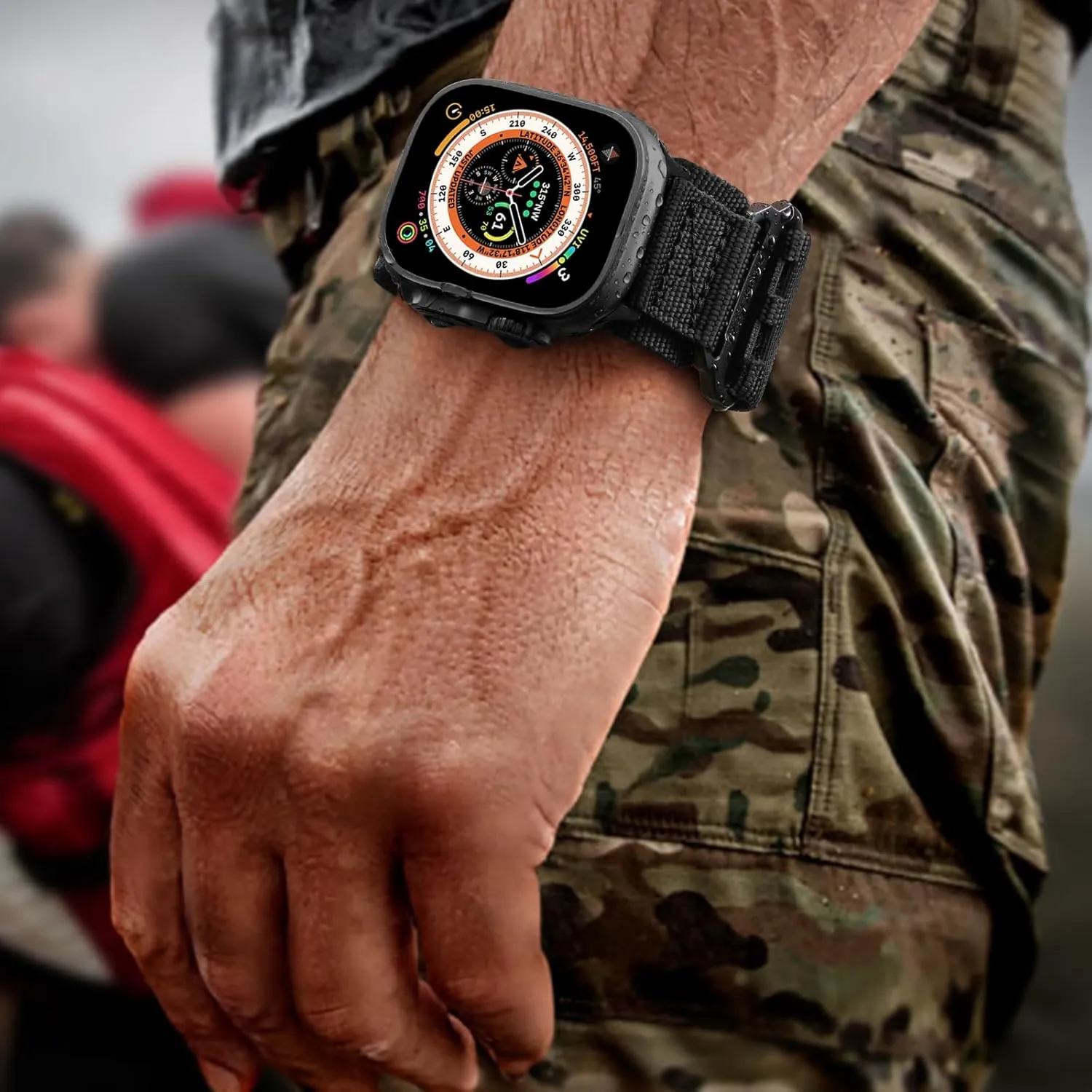 Compatible with Apple Watch Band for Men Women, Wide Tactical Military Rugged Nylon Soft Sport Loop for iWatch 49mm(Ultra2/Ultra),46mm(Series 10),45mm(9/8/7),44mm(SE2/SE/6/5/4),42mm(3/2/1)