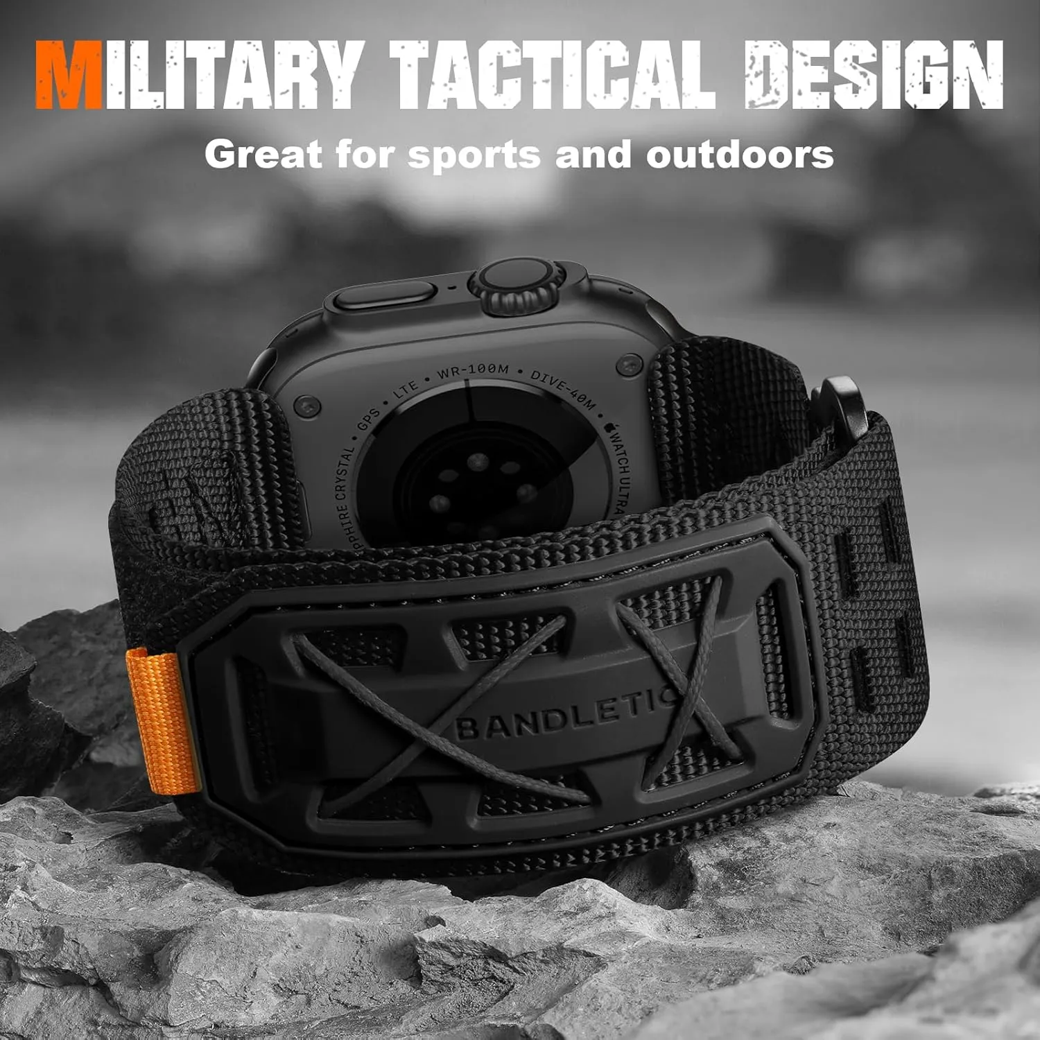Compatible with Apple Watch Band for Men Women, Wide Tactical Military Rugged Nylon Soft Sport Loop for iWatch 49mm(Ultra2/Ultra),46mm(Series 10),45mm(9/8/7),44mm(SE2/SE/6/5/4),42mm(3/2/1)