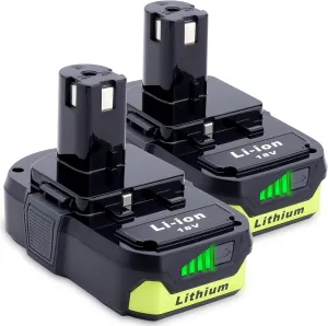 Compatible with Ryobi 18V Batteries, 2-Pack P103 3.0Ah 18V Lithium Replacement Battery Compatible with Ryobi 18 Volt ONE  Cordless Power Tools P102 P107 P108 P189 P190 P197 P100 Edger, Drill Battery