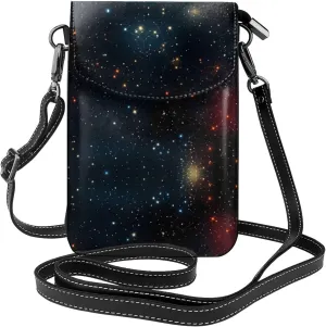 constellation star clusters galaxies Prints Leather Crossbody Flap Phone Bag - Versatile Gift for Women Walking, Camping, Shopping, and Travel