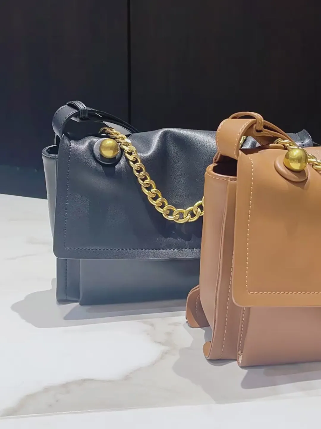 Convertible Chain Genuine Leather Messenger Bag