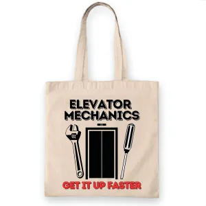Cool Funny Elevator Mechanic Gift Ideas for Adult Fans of Humor Natural White Multicolor Canvas Tote Bag