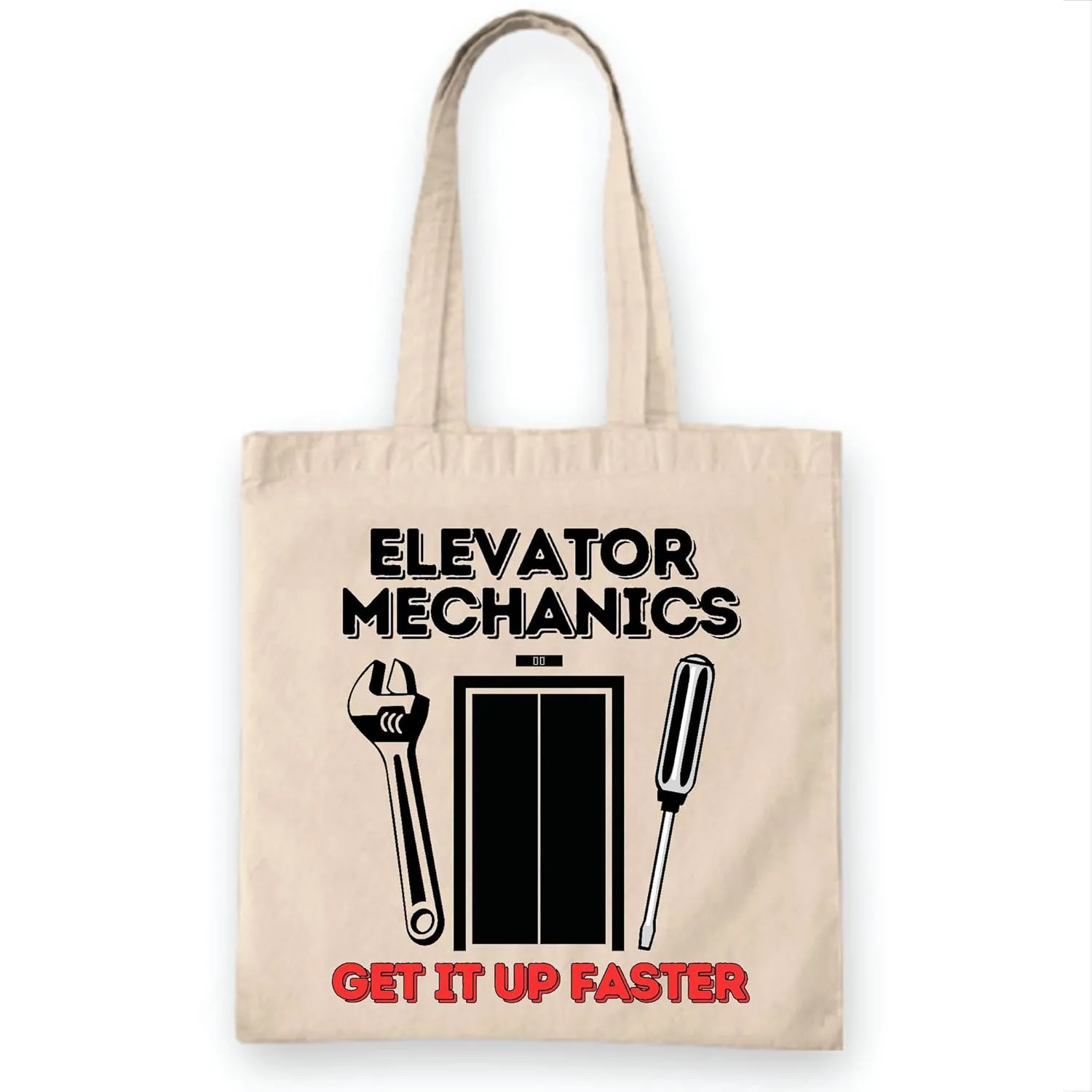Cool Funny Elevator Mechanic Gift Ideas for Adult Fans of Humor Natural White Multicolor Canvas Tote Bag