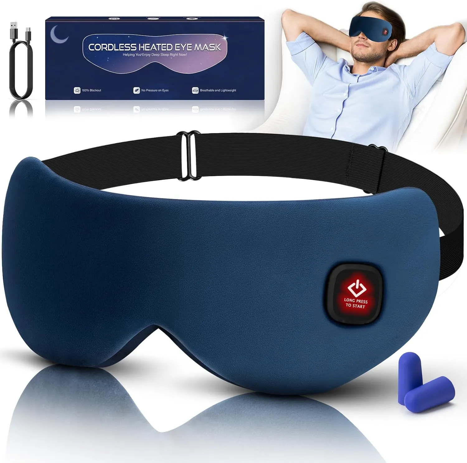 Cordless Heated Eye Mask for Dry Eyes, Blocking Light Sleeping Mask Warm Eye Compresses Electric Eye Heating Pad for Stye Eye Treatment Blepharitis Sinus Migraine Gifts for Woman Man