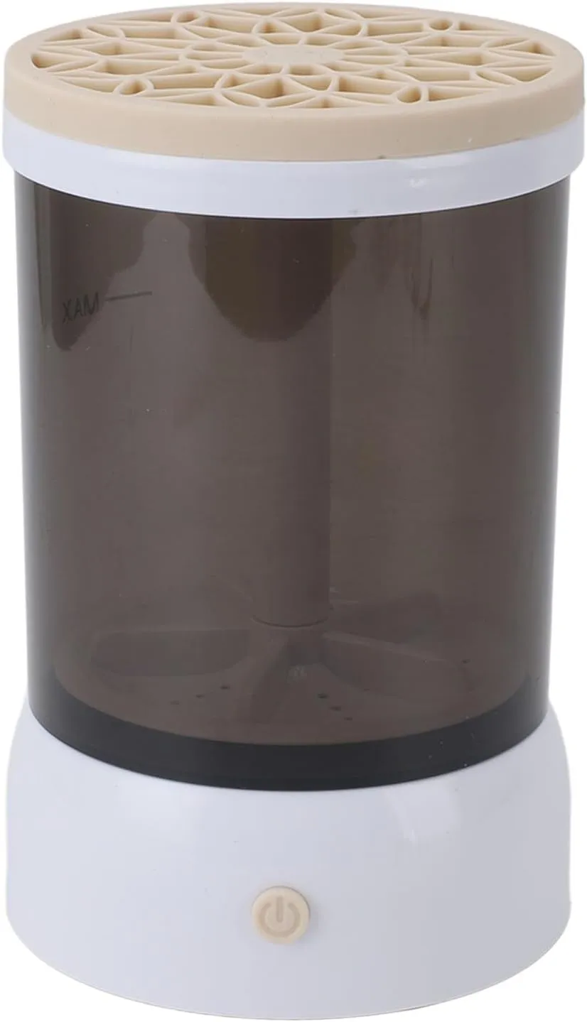 Cosmetic Brush Cleaner Machine, Electric Makeup Brush Cleaner Quick Dry ABS PC and Silicone for Travel (Khaki)