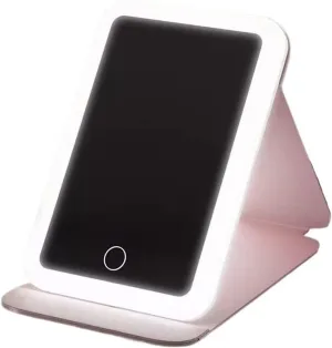 Cosmetic Mirror Foldable LED Makeup Mirror with Light Supplementary Mirror Portable Desktop Bedroom Makeup Rechargeable Mirror Make Up Mirrors (Color : A)