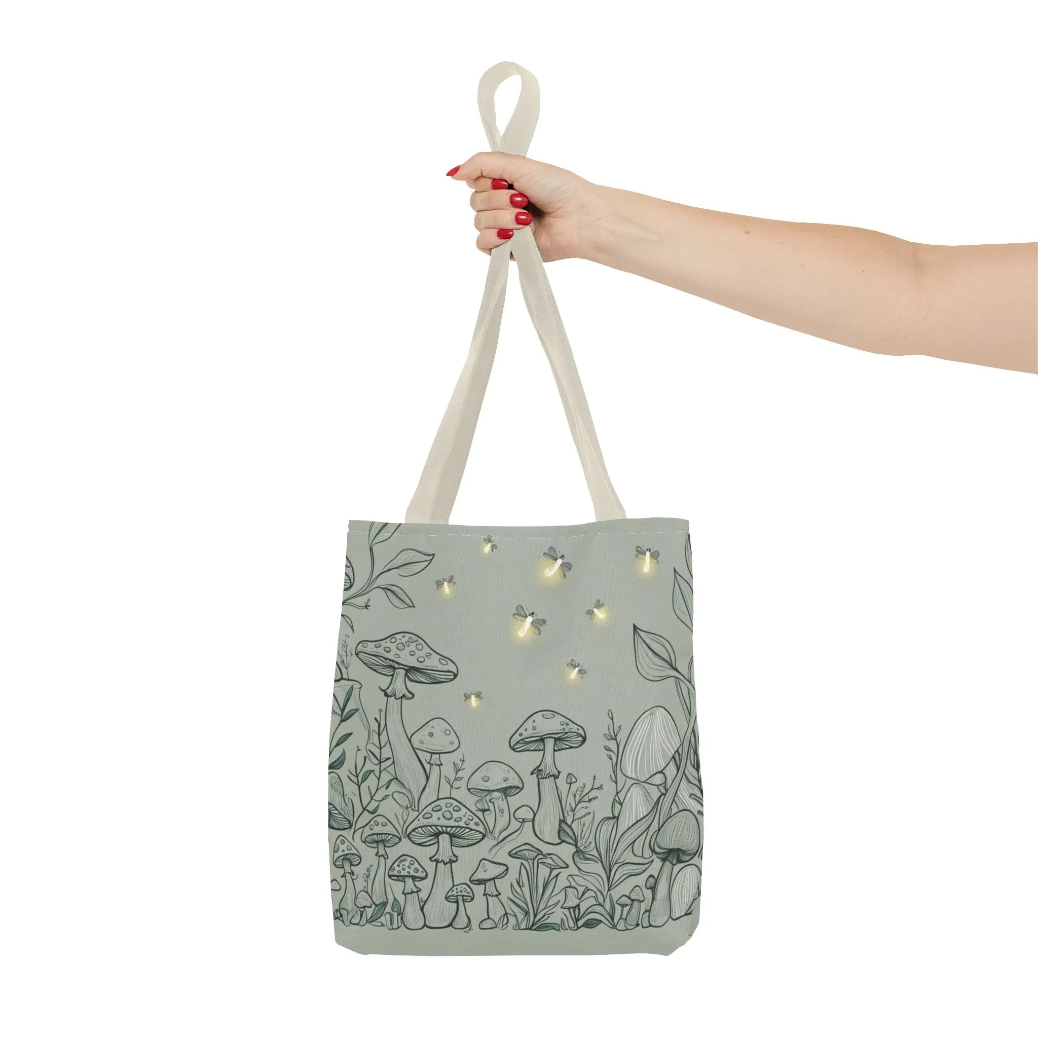 Cotteagecore Mushroom Tote Bag |Mushroom lover gift |Boho Chic shopping bag |Firefly woodland canvas bag |Nature reusable grocery bag