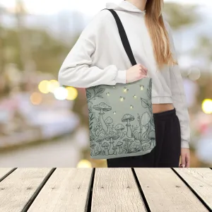 Cotteagecore Mushroom Tote Bag |Mushroom lover gift |Boho Chic shopping bag |Firefly woodland canvas bag |Nature reusable grocery bag