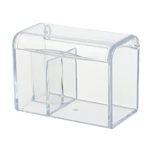 Cotton Swab Box Qtip Holder Dispenser Portable Cosmetic Pads Dispenser Acrylic for Toothpick Makeup Brush Living Room Desk, 14.2cmx9cmx10.1cm, Clear