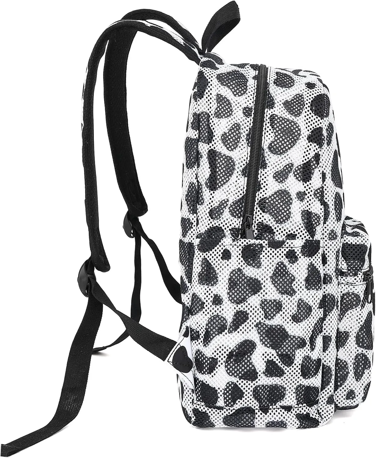 Cow Print Mesh Backpack for Girls, Kids Semi-Transparent School Bookbag Women See Through Beach Bag Daypack