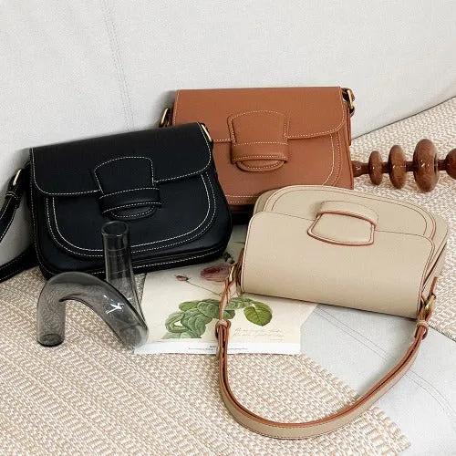 Cowhide Leather Flap Messenger Bag