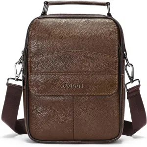 Cowhide Leather Messenger Bag For Men Travel Shoulder Crossbody Bag Waterproof Casual Sling Business Handbag