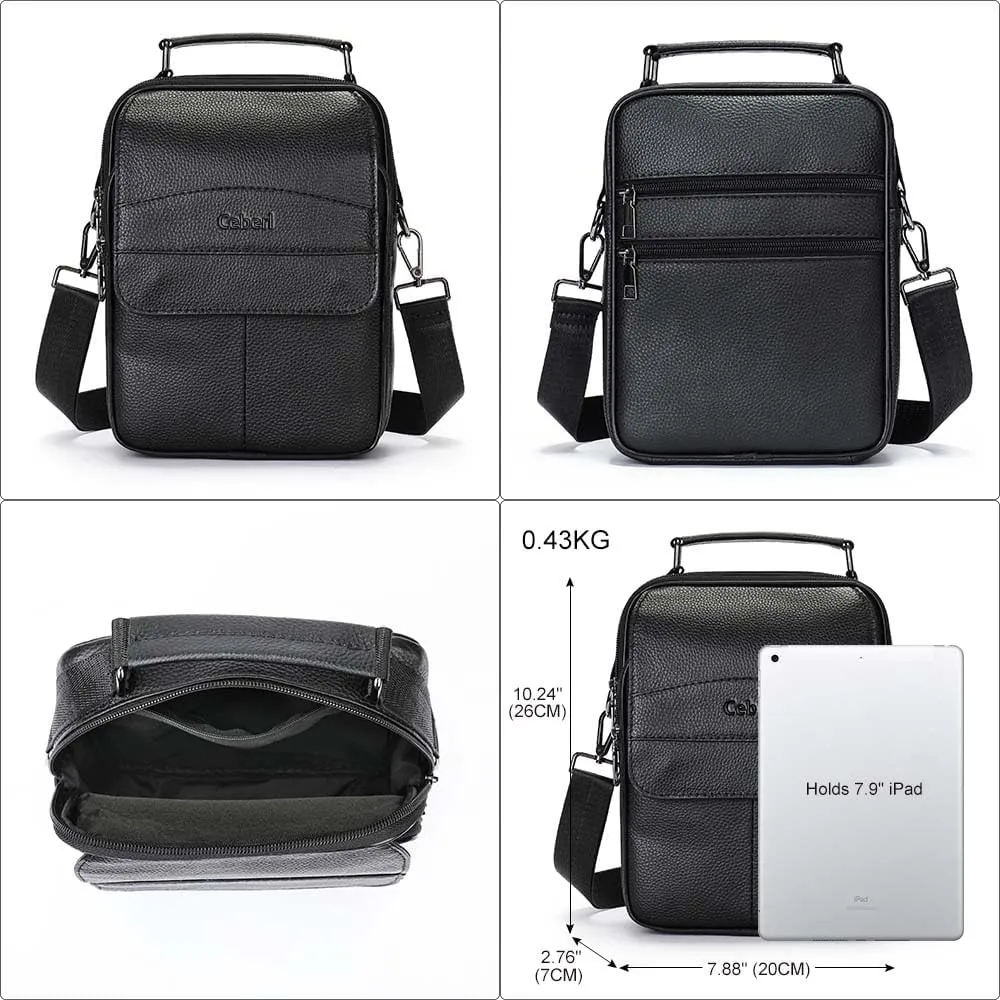 Cowhide Leather Messenger Bag For Men Travel Shoulder Crossbody Bag Waterproof Casual Sling Business Handbag