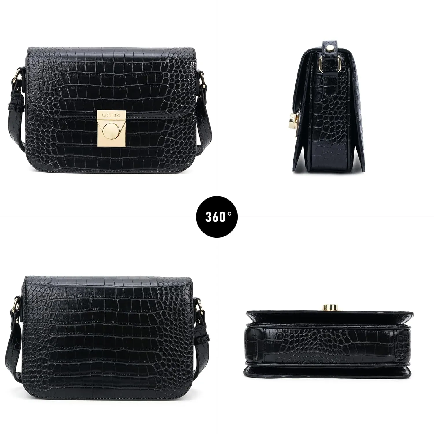 Crossbody Bag Shoulder Satchel Purse for Women, Triple Pocket Bag PU Leather Messenger Bag Flap Evening Bag