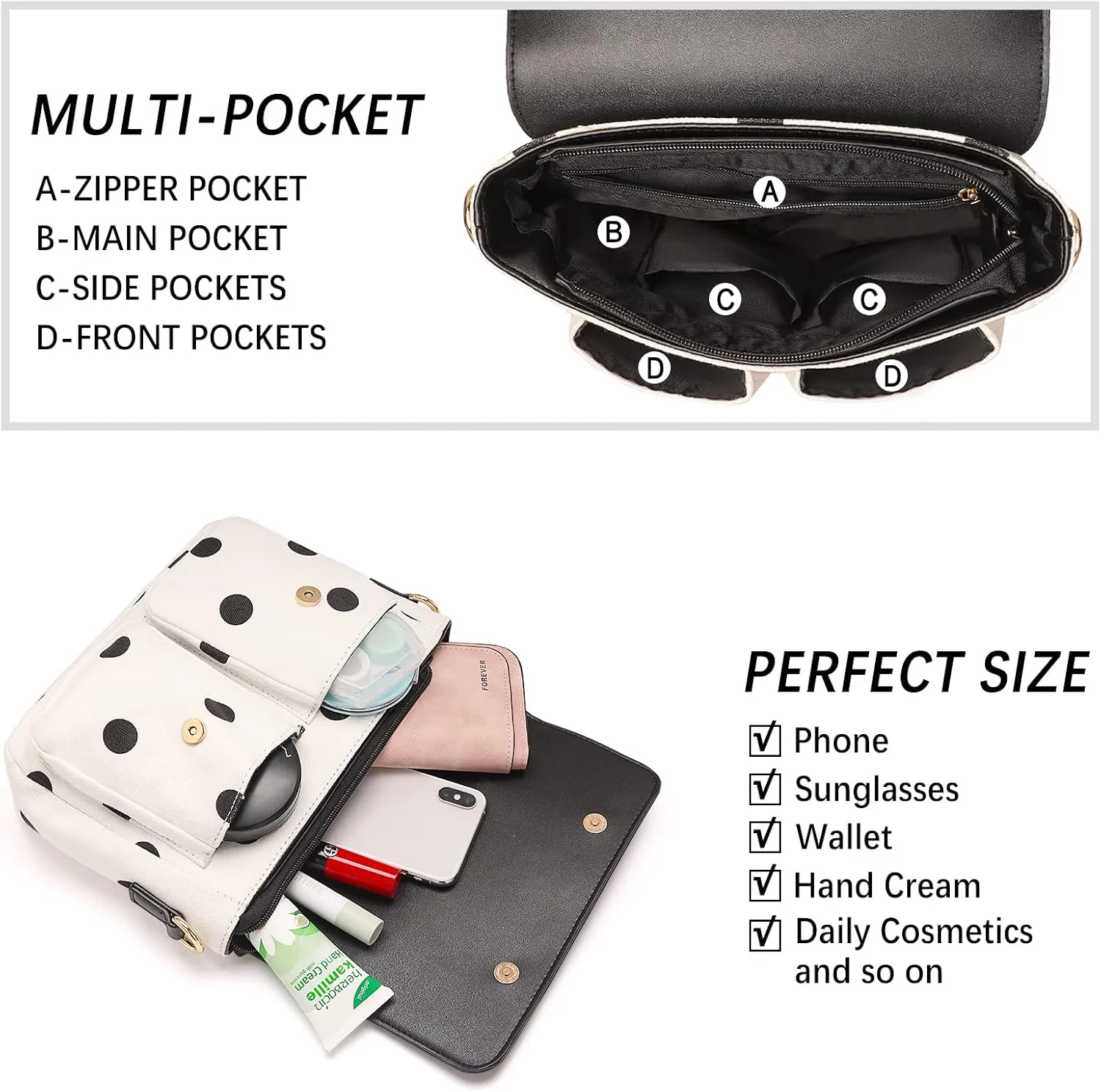 Crossbody Bags for Women, Large Capacity Canvas Travel Purses and Handbags for Women, Shoulder Messenger Bag for Daily Use