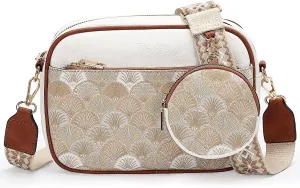 Crossbody Purses for Women Vegan Leather Small Handbags Bags with Detachable Coin Pouch Adjustable Guitar Wide Strap