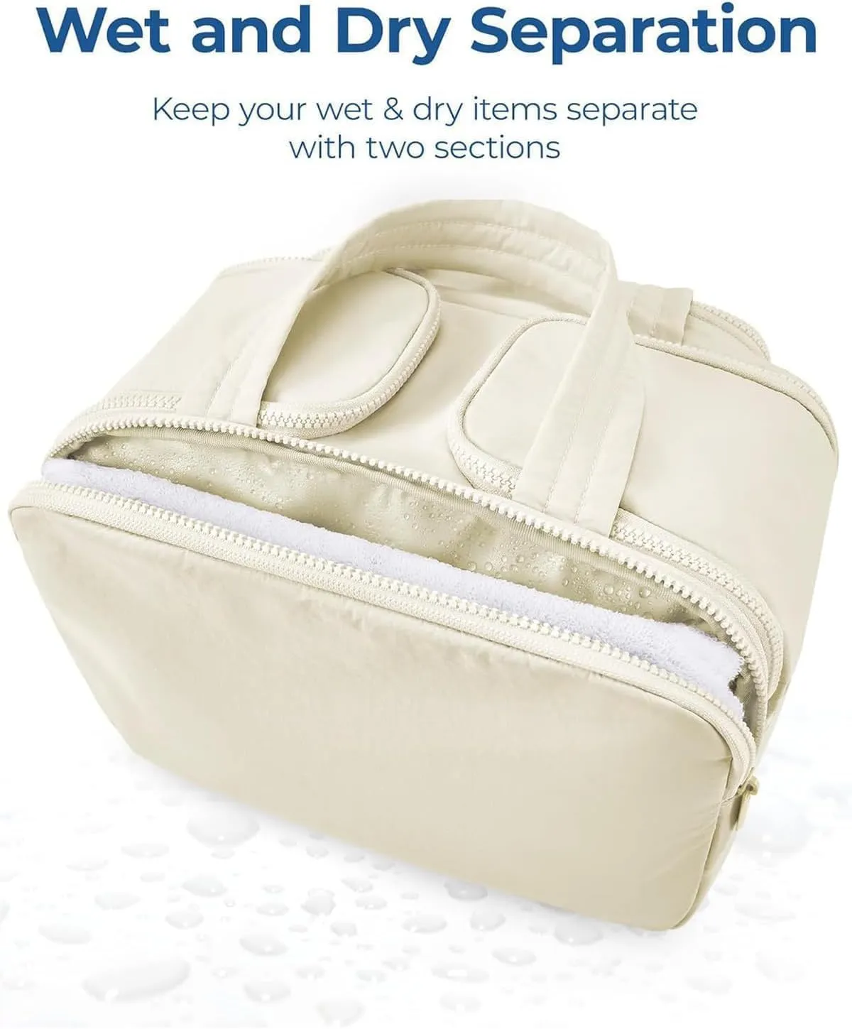 Cureaway Travel Cosmetic Bag,Curetoaway Toiletry Bag for Women with Divider and Handle,Large Capacity Wide-Open Travel Cosmetic Bag,Dry-and-Wet Separation. (Purple)