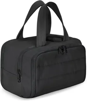Cureaway Travel Cosmetic Bag,Large Capacity Wide-Open Travel Cosmetic Bag with Divider and Handle Lightweight Waterproo,Multi functional Waterproof Portable Make up Bags for Women (Black)