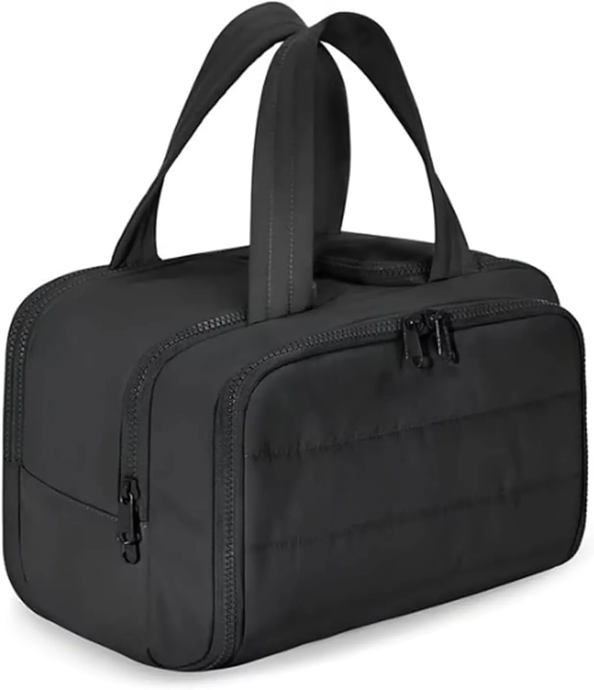 Cureaway Travel Cosmetic Bag,Large Capacity Wide-Open Travel Cosmetic Bag with Divider and Handle Lightweight Waterproo,Multi functional Waterproof Portable Make up Bags for Women (Black)