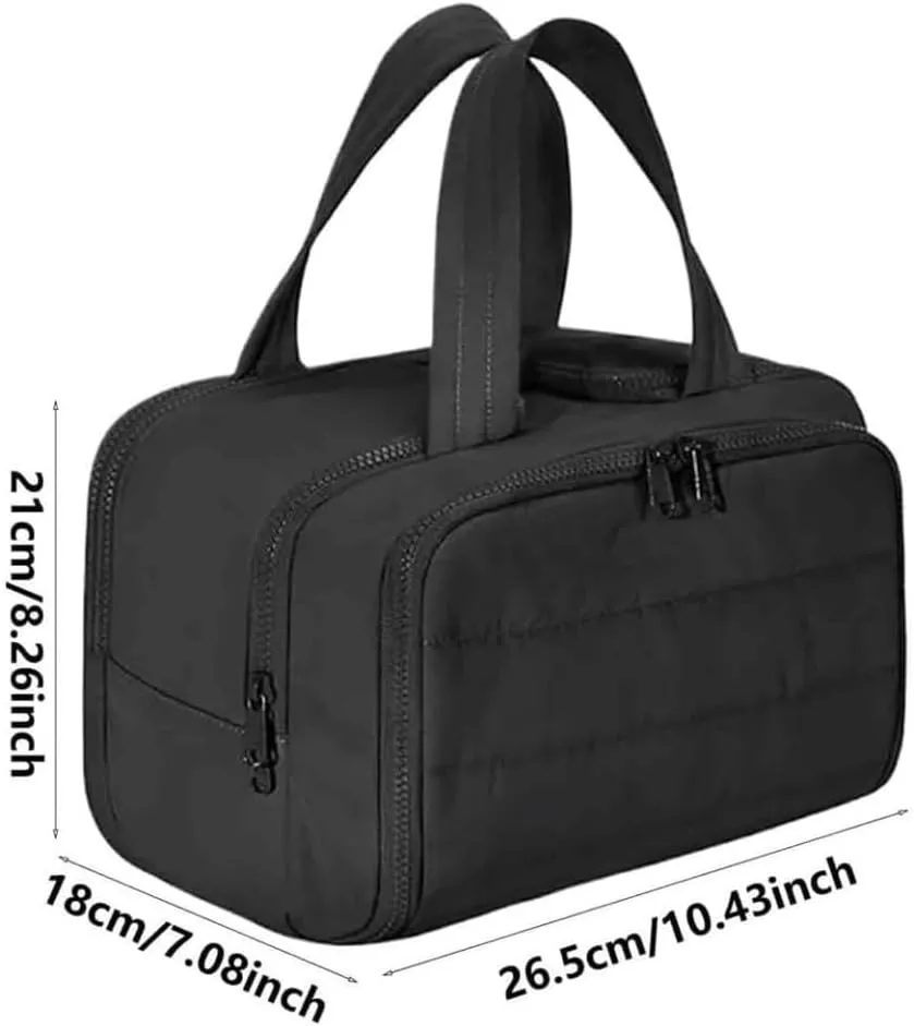Curetoaway Travel Cosmetic Bag, Waterproof Portable Large Capacity Wide-Open Travel Cosmetic Bag, Cosmetic Bags For Women With Divider And Handle (Black)