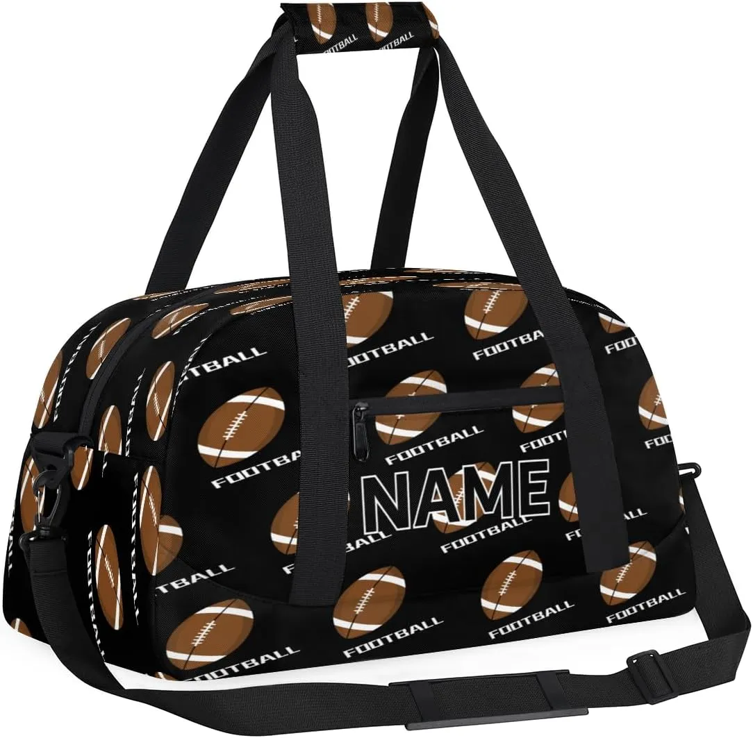Custom American Football Small Gym Bag 18 inch for Women Men Personalized American Football Carry On Overnight Weekender Bag for Travel Work Dance Sport