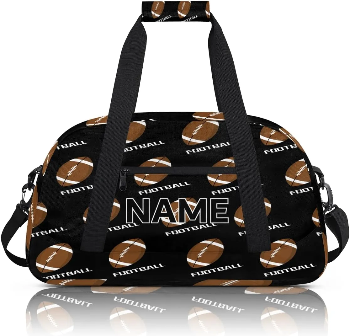Custom American Football Small Gym Bag 18 inch for Women Men Personalized American Football Carry On Overnight Weekender Bag for Travel Work Dance Sport