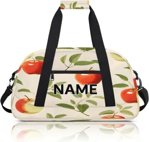 Custom Apples Small Gym Bag 18 inch for Women Men Personalized Cartoon Apples Carry On Overnight Weekender Bag for Travel Work Dance Sport
